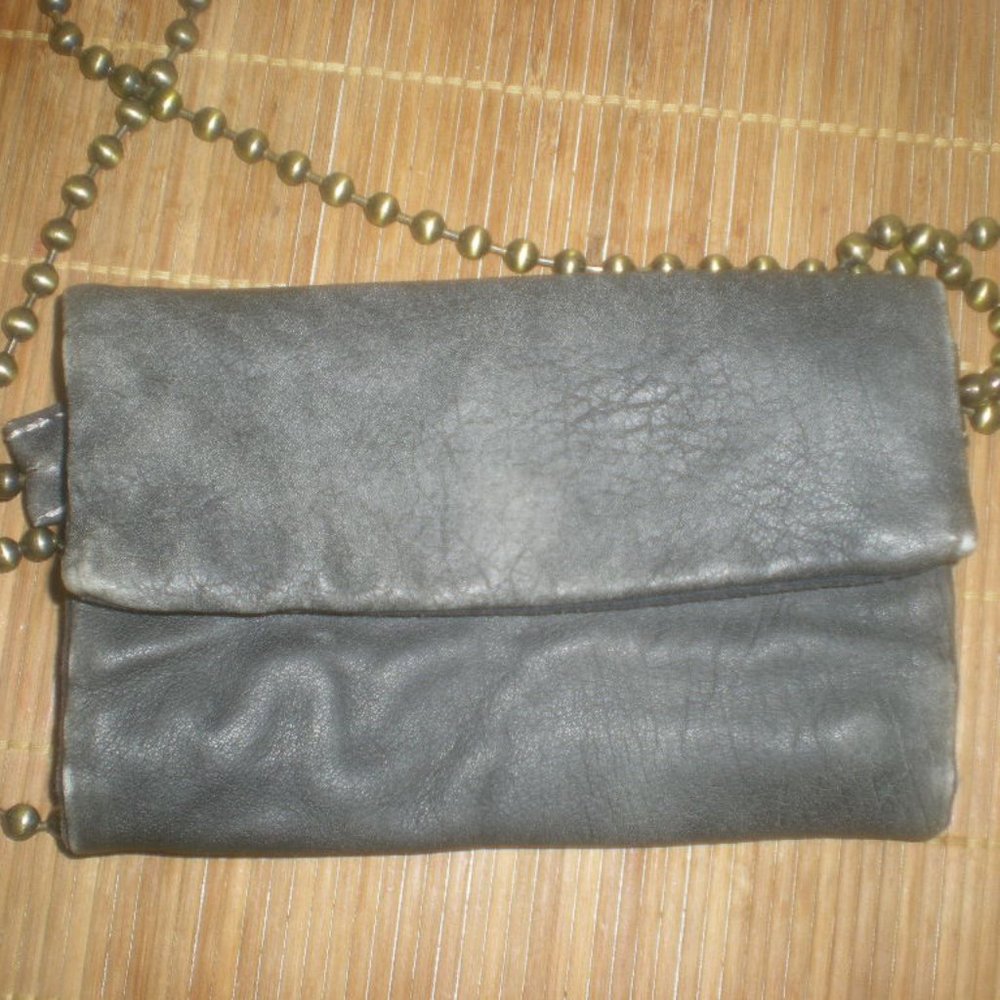 Free People Leather Duet Crossbody Purse Trifold Wallet Chain Boho
